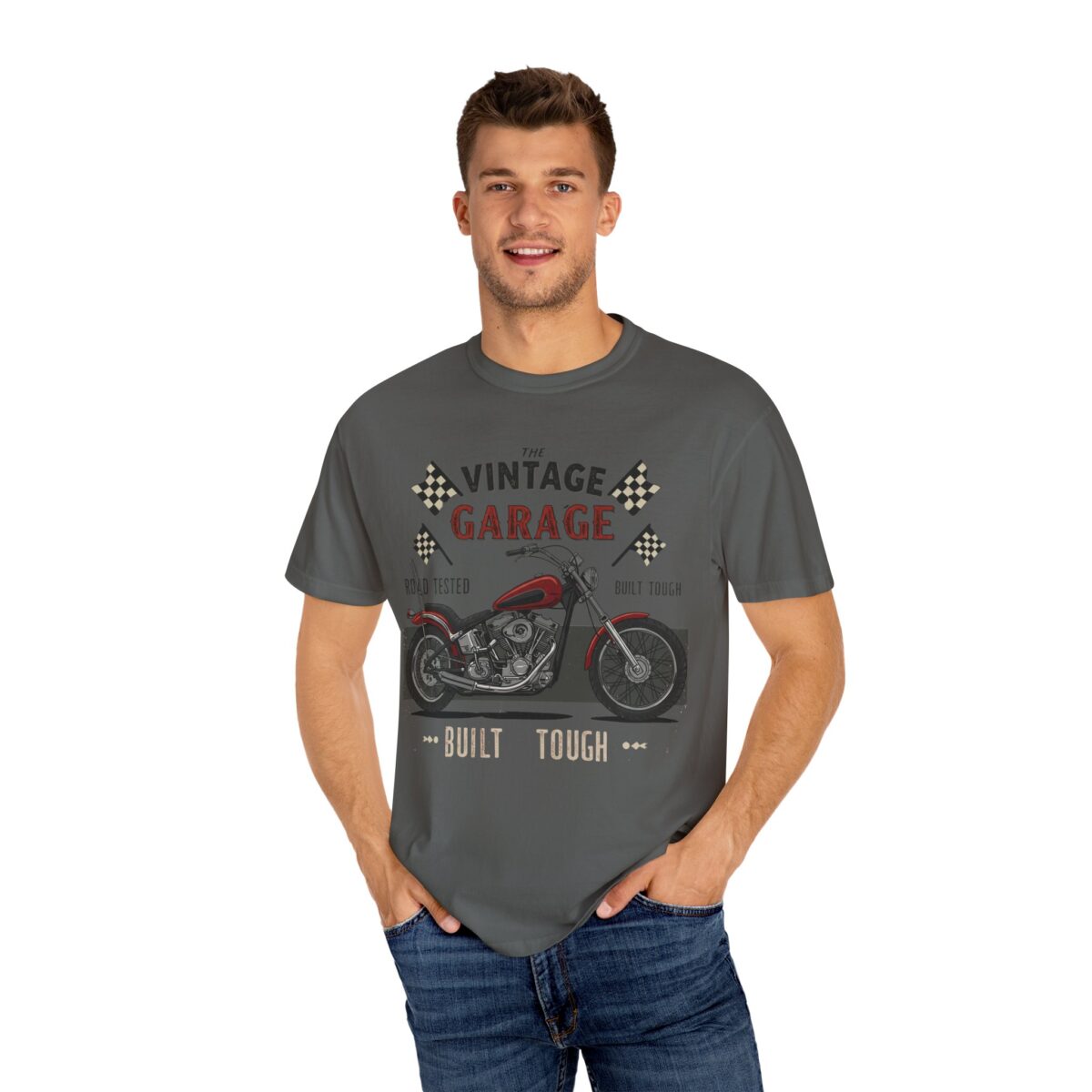 Vintage Garage Motorcycle T-Shirt - Road Tested & Built Tough for Bikers - Image 4