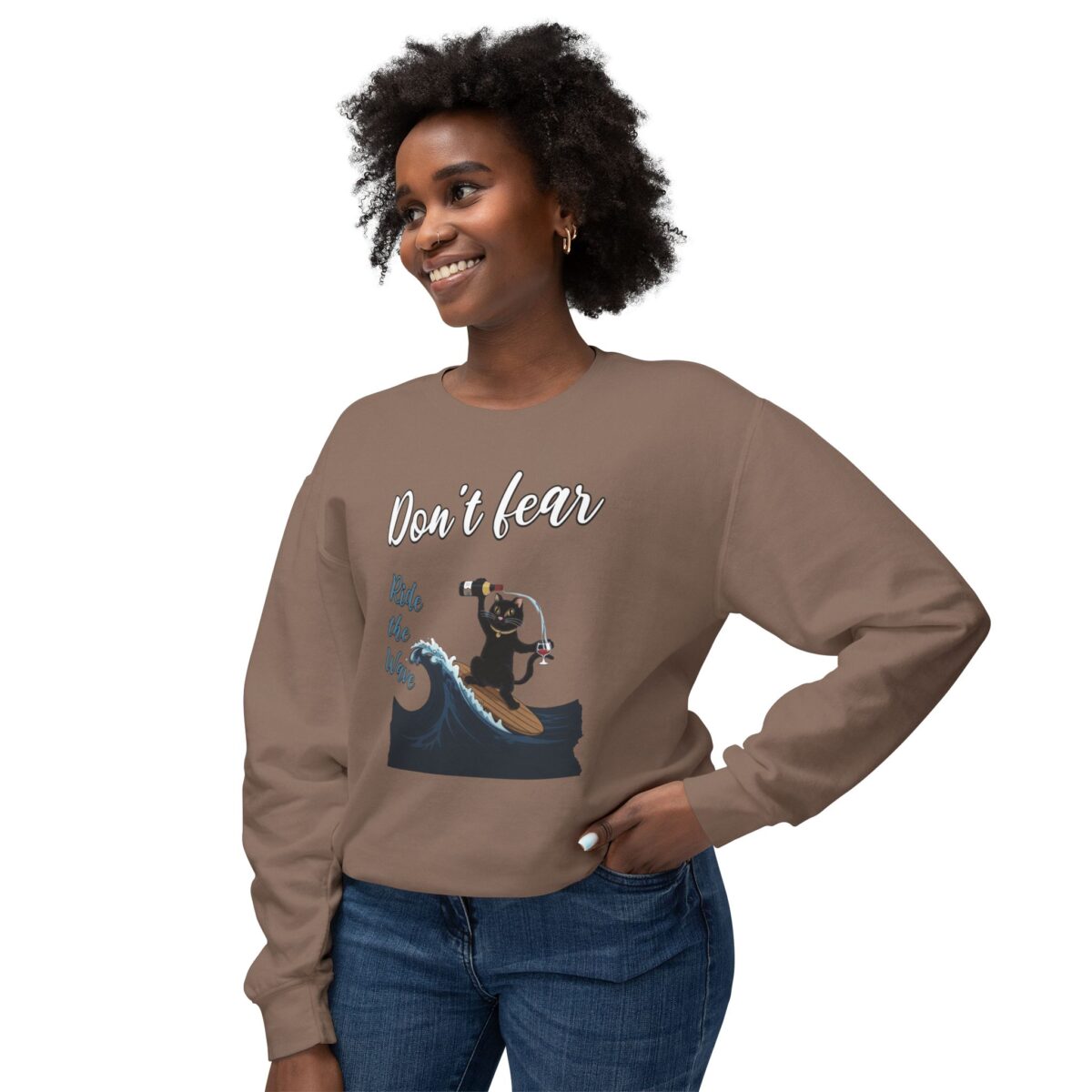Ride with wave Unisex Lightweight Crewneck Sweatshirt - Image 11