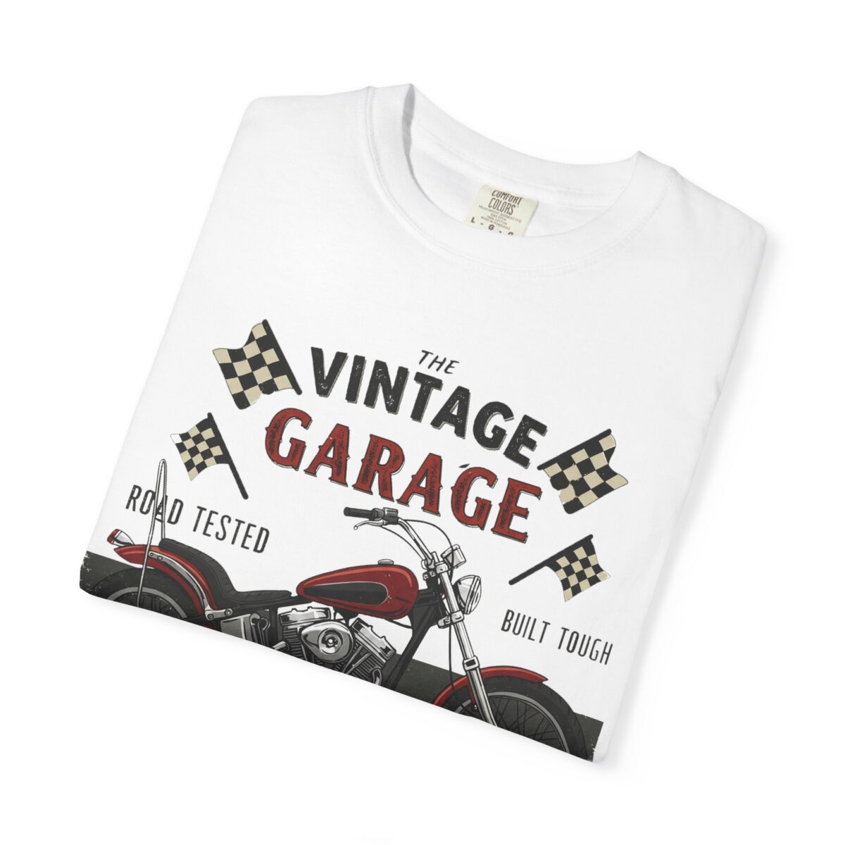 Vintage Garage Motorcycle T-Shirt - Road Tested & Built Tough for Bikers - Image 7