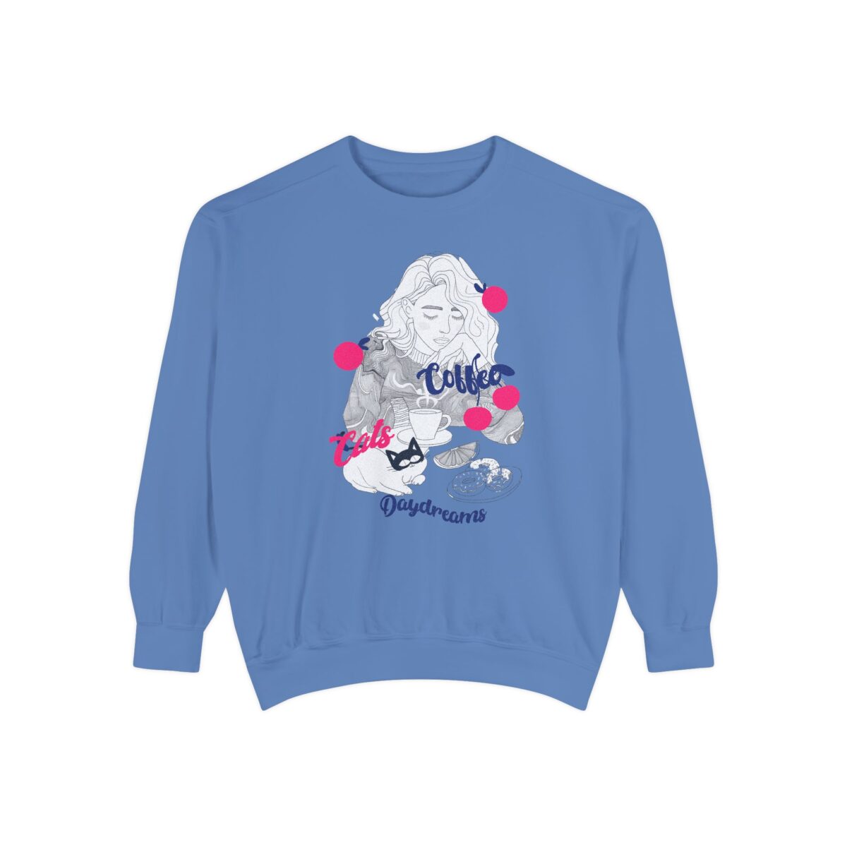 Coffee Cats Daydreams Unisex Garment-Dyed Sweatshirt - Image 29
