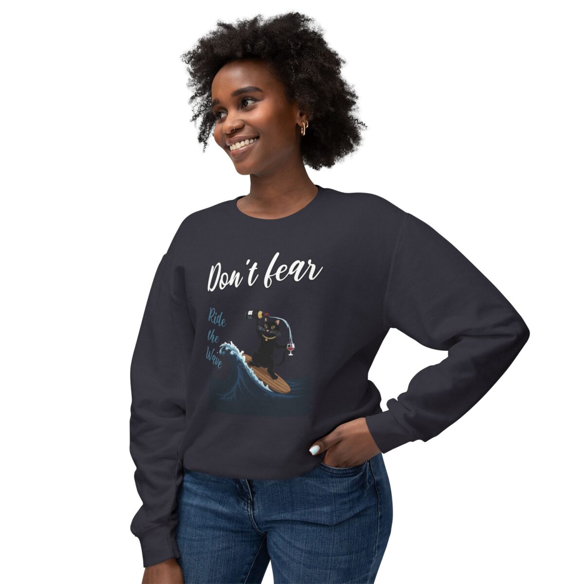 Ride with wave Unisex Lightweight Crewneck Sweatshirt - Image 23