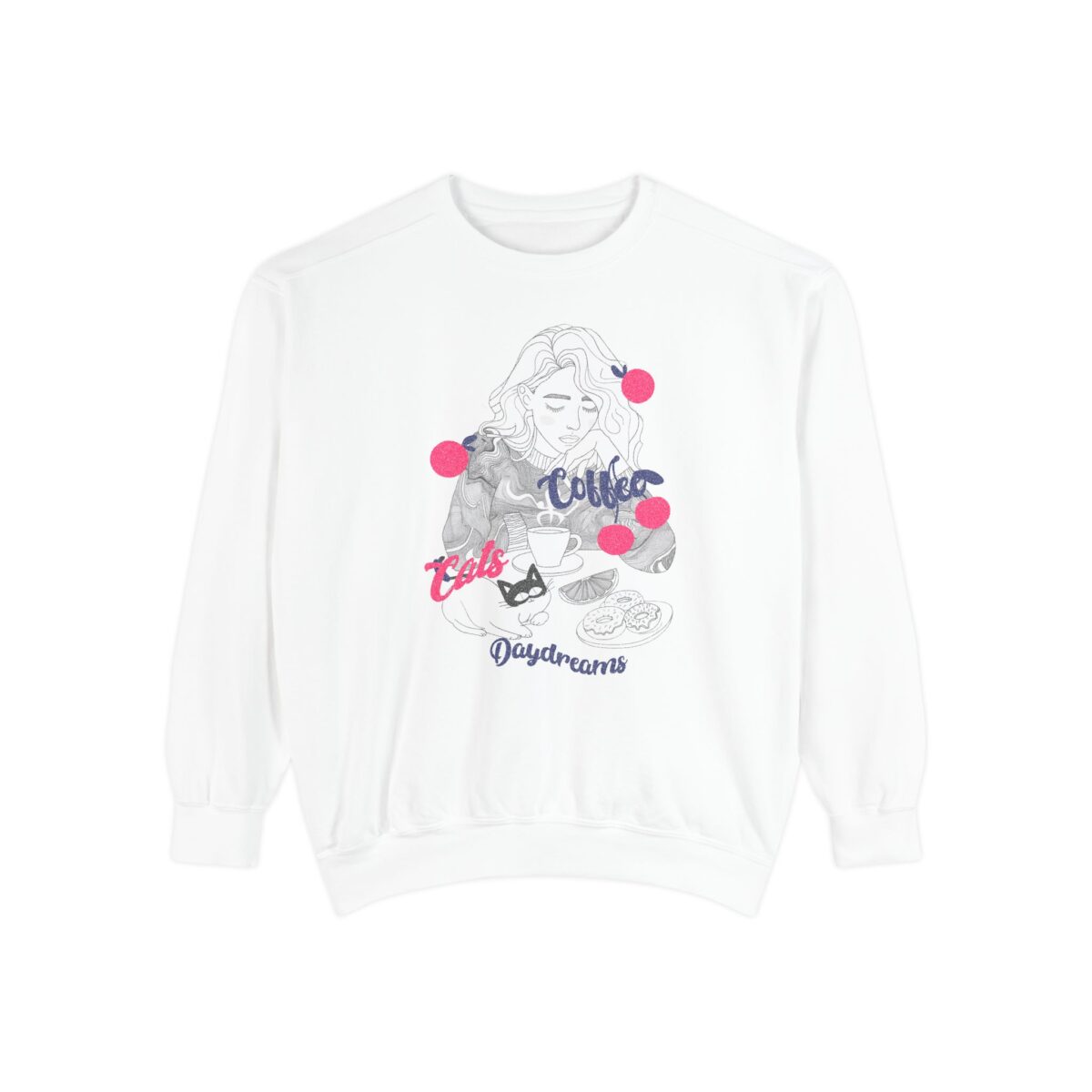 Coffee Cats Daydreams Unisex Garment-Dyed Sweatshirt - Image 5