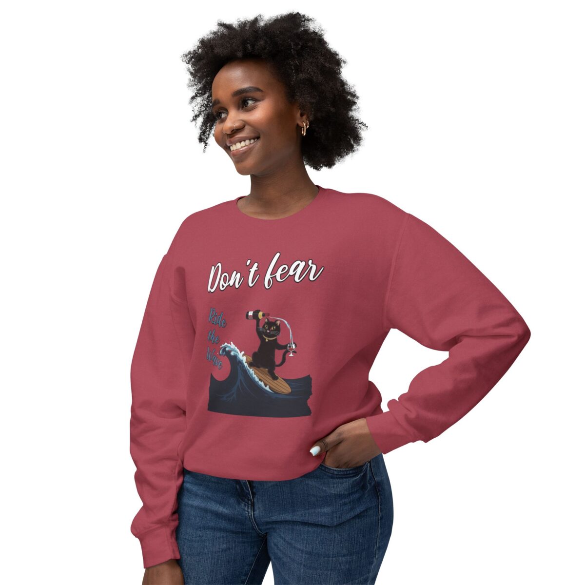 Ride with wave Unisex Lightweight Crewneck Sweatshirt - Image 27