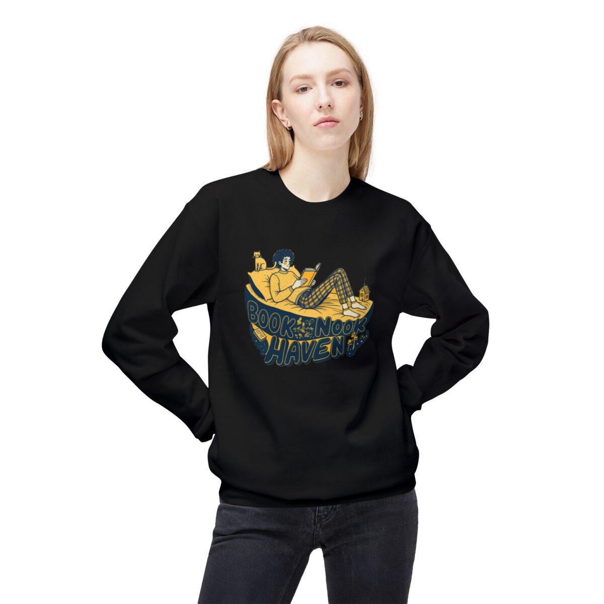 Book Nook Haven Unisex Midweight Softstyle Fleece Crewneck Sweatshirt - Image 15