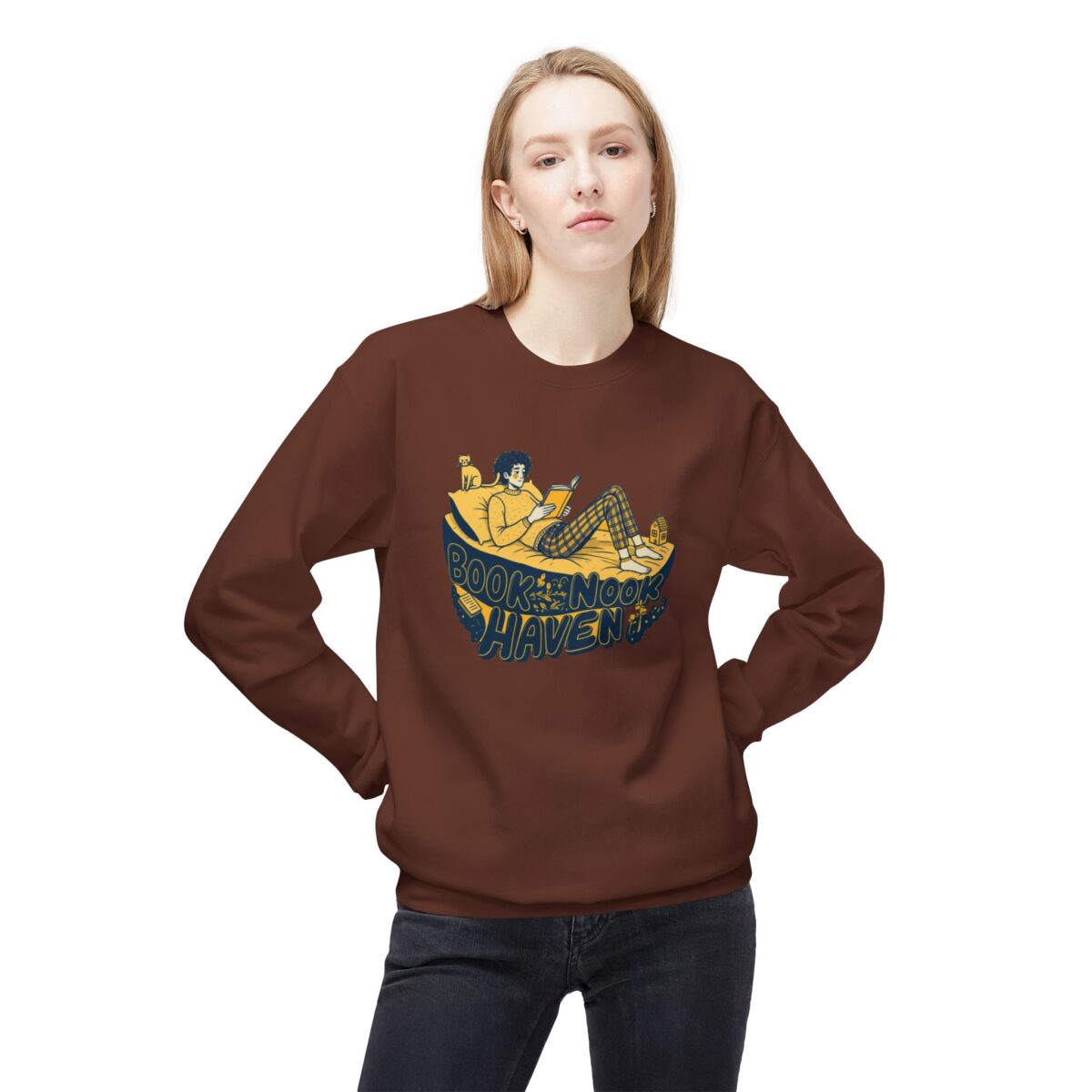 Book Nook Haven Unisex Midweight Softstyle Fleece Crewneck Sweatshirt - Image 11