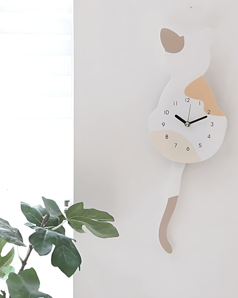 SIWOO Cat Silent Wall Clock - Calico - Home & Living