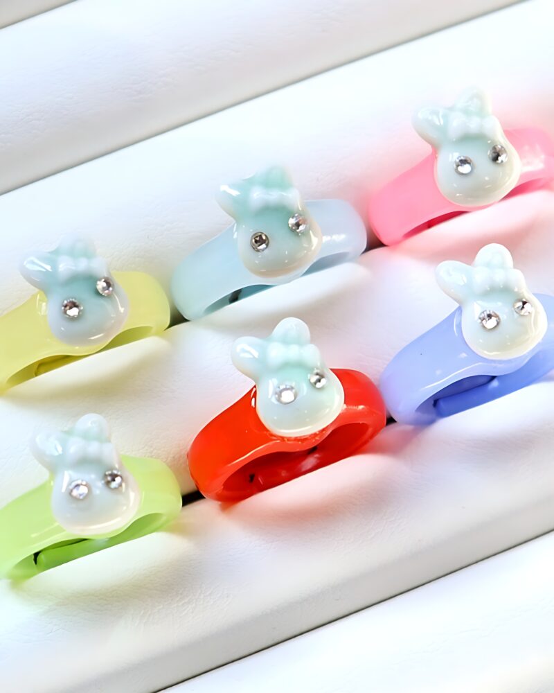 Children's Paorcelain Celadon Rabbit Ring (Adjustable Thickness) - Random Delivery - Fashion Accessories