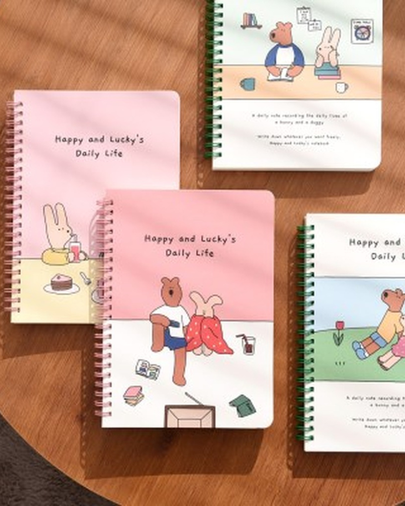 Happy & Lucky Grid Spiral Notebook A5 - Notebooks