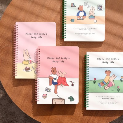 Happy & Lucky Grid Spiral Notebook A5 - Notebooks