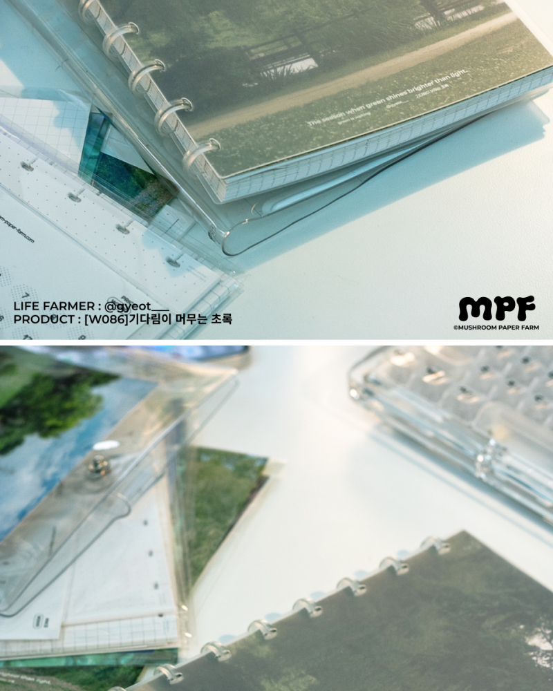 Alternative view of Mushroom Notebook W086 Waiting Green A5 8-Ring Cover