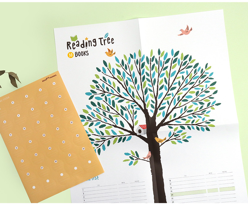 BOOKFRIENDS Reading Tree Sticker Set (Green+ Purple) - Office Supplies
