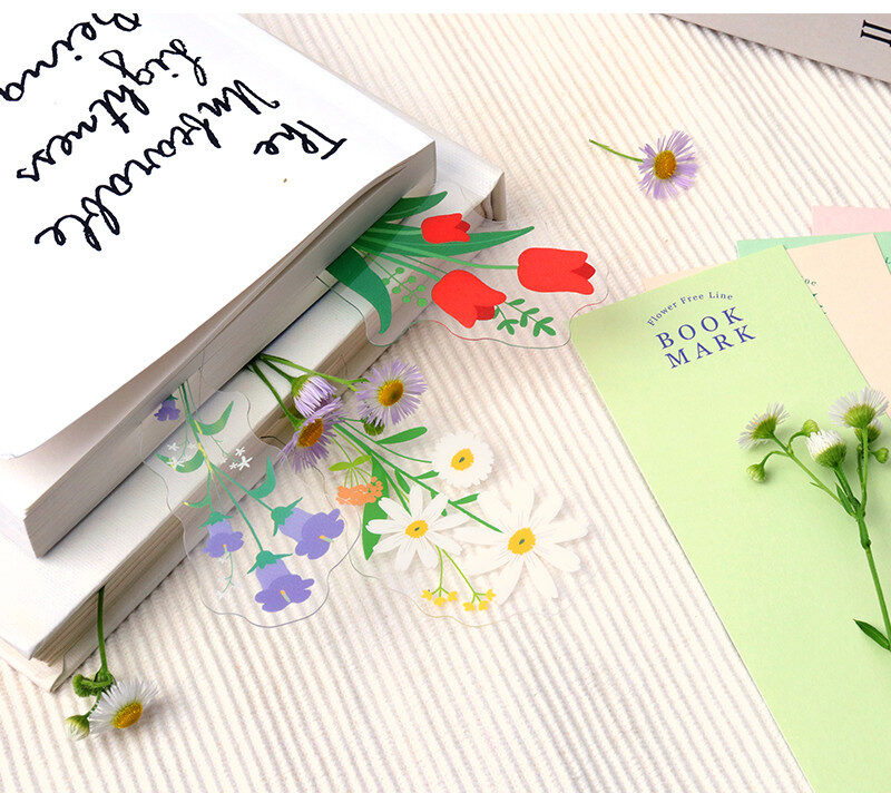 BOOKFRIENDS Flower Free Line Transparent Bookmark Set - Bookmarks