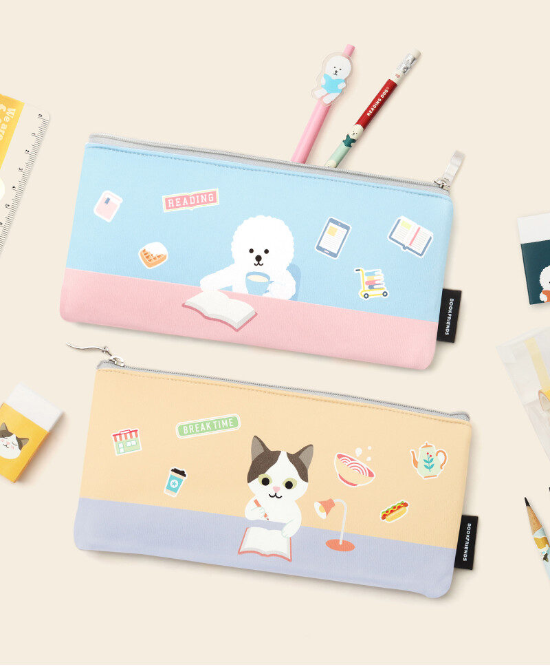 BOOKFRIENDS Reading Pet Soft Square Pencil Case - Bags & Wallets