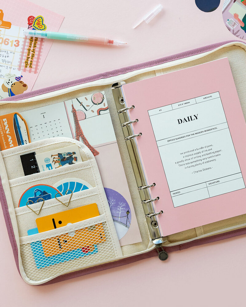 FUNNYMADE Canvas 6-Ring Diary Cover - A5 - Binders - View 1