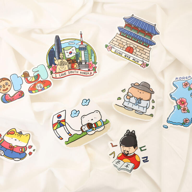Korea Travel Souvenir Scrap Sticker Pack (8 Designs) - Office Supplies