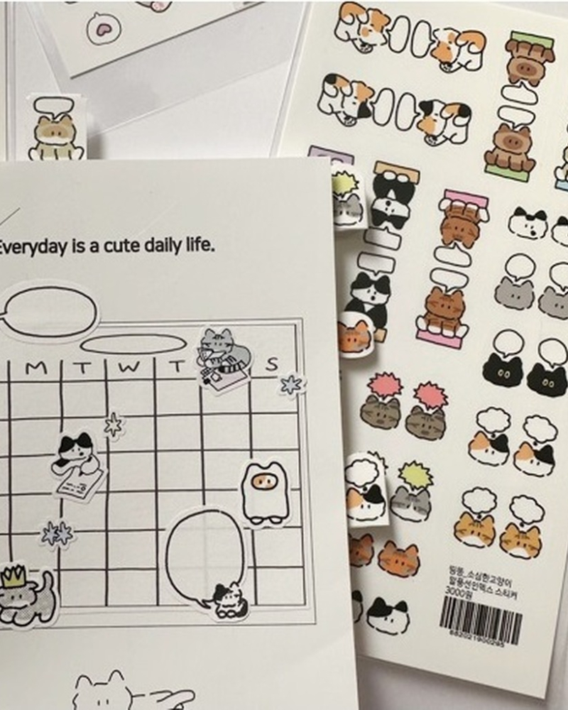 DDINGDDONG Shy Cat Seal Sticker Random Pack - Office Supplies