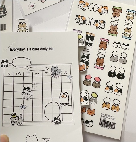DDINGDDONG Shy Cat Seal Sticker Random Pack - Office Supplies
