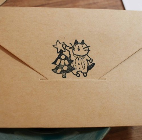 JAYEON Cat hanging Stars on a Tree Stamp - Office Supplies