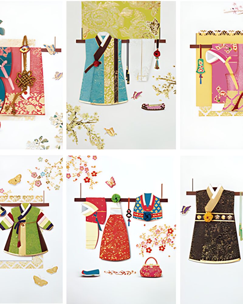 From&To Myeongju(Silk Fabric) Hanbok Card Set FT1035 (6pcs Set) - Cards
