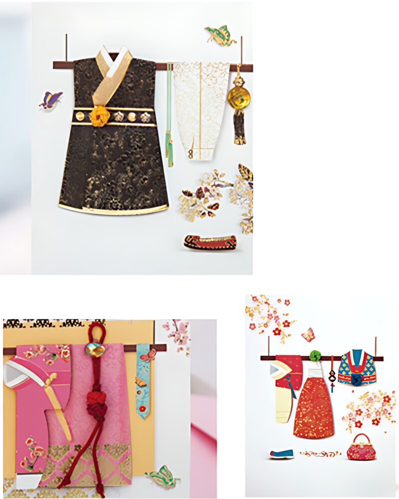 From&To Myeongju(Silk Fabric) Hanbok Card Set FT1035 (6pcs Set) - Cards - View 1