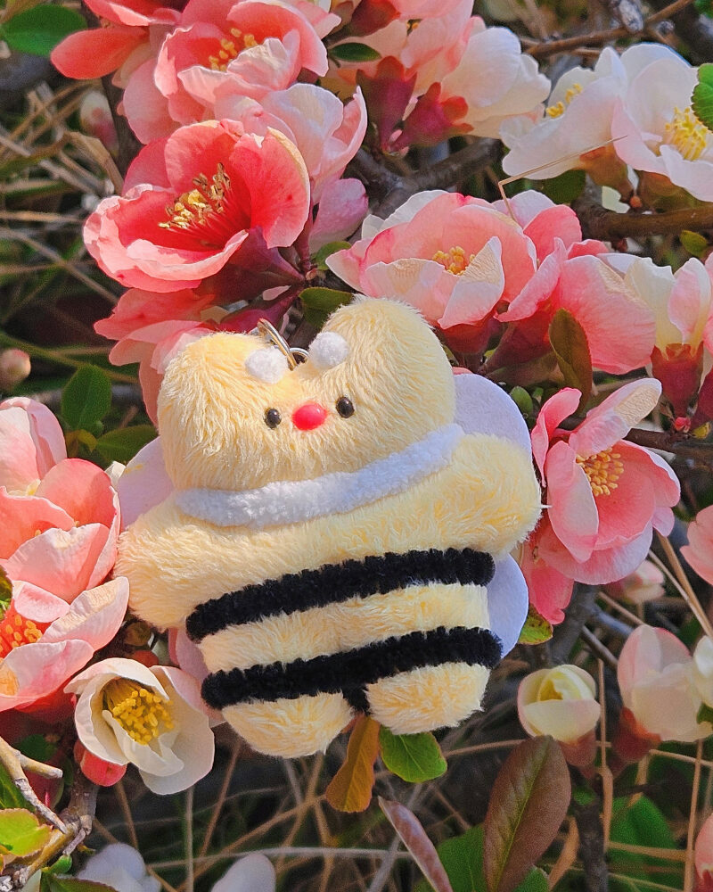 Honeybee Cat Plush Keyring – Handmade Charm - Office Supplies - View 1