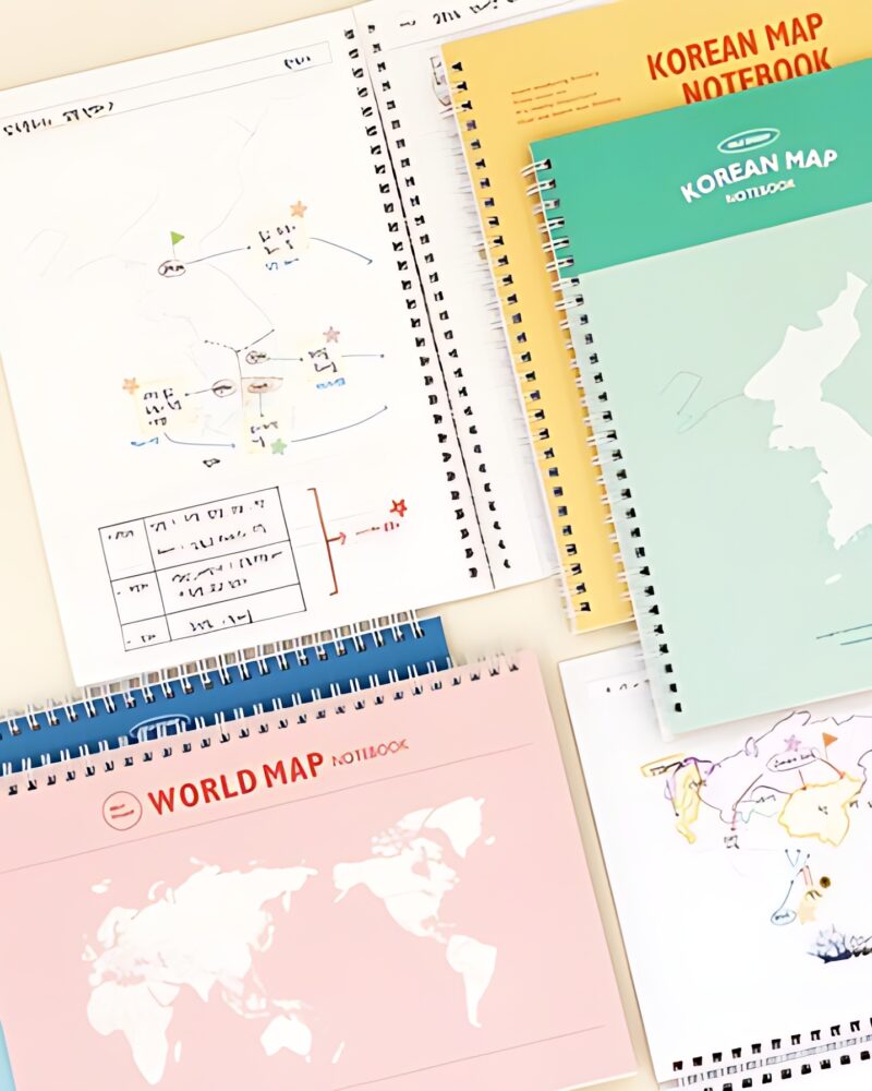INDIGO Self-study Korean Map/World Map Notebook (B5 grid) - Notebooks - View 1