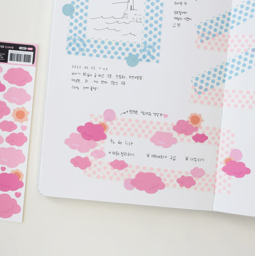 momopop Cloud Deco Stickers Blue Pink Set - Office Supplies - View 1