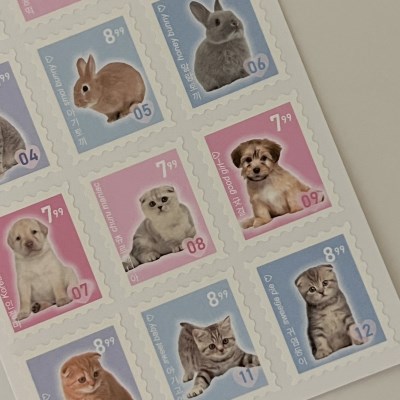 WAYTOOFETCH Animal Postage Seal Sticker X 3 Sheets - Office Supplies