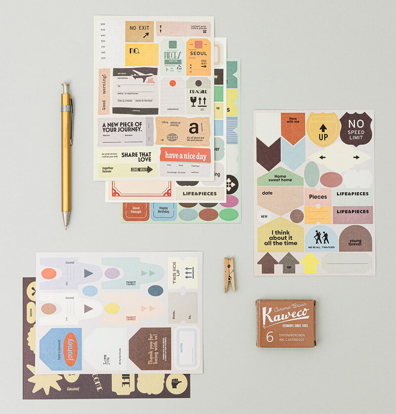 LIVEWORK Life & Pieces Vintage Label Sticker Set - Office Supplies