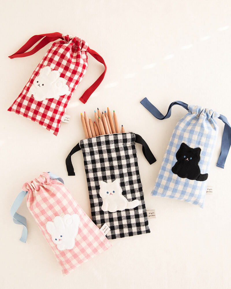 LIVEWORK Piyo Check Pencil Pouch - Bags & Wallets