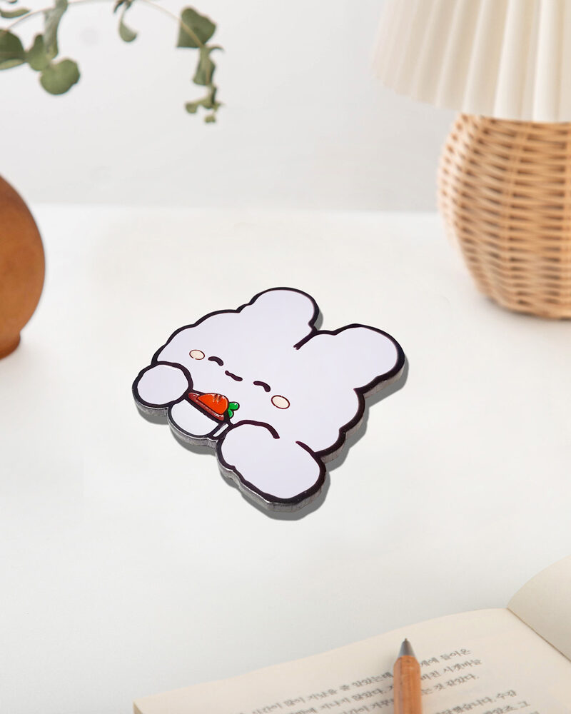 STUDIO WHATZ Latte Time Bunny Character Magnetic Badge - Badge - View 1