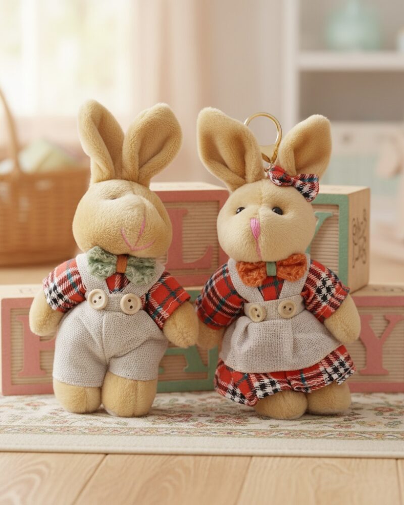 Handmade Chunky Teddy Bunny S Keyring - Dolls