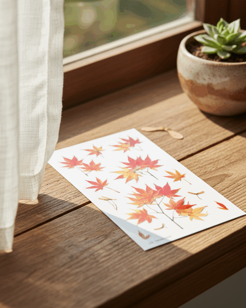 Appree Pressed Flower Sticker Maple - Office Supplies - View 1