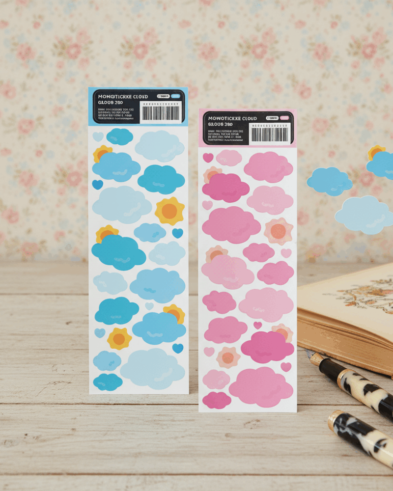 momopop Cloud Deco Stickers Blue Pink Set - Office Supplies