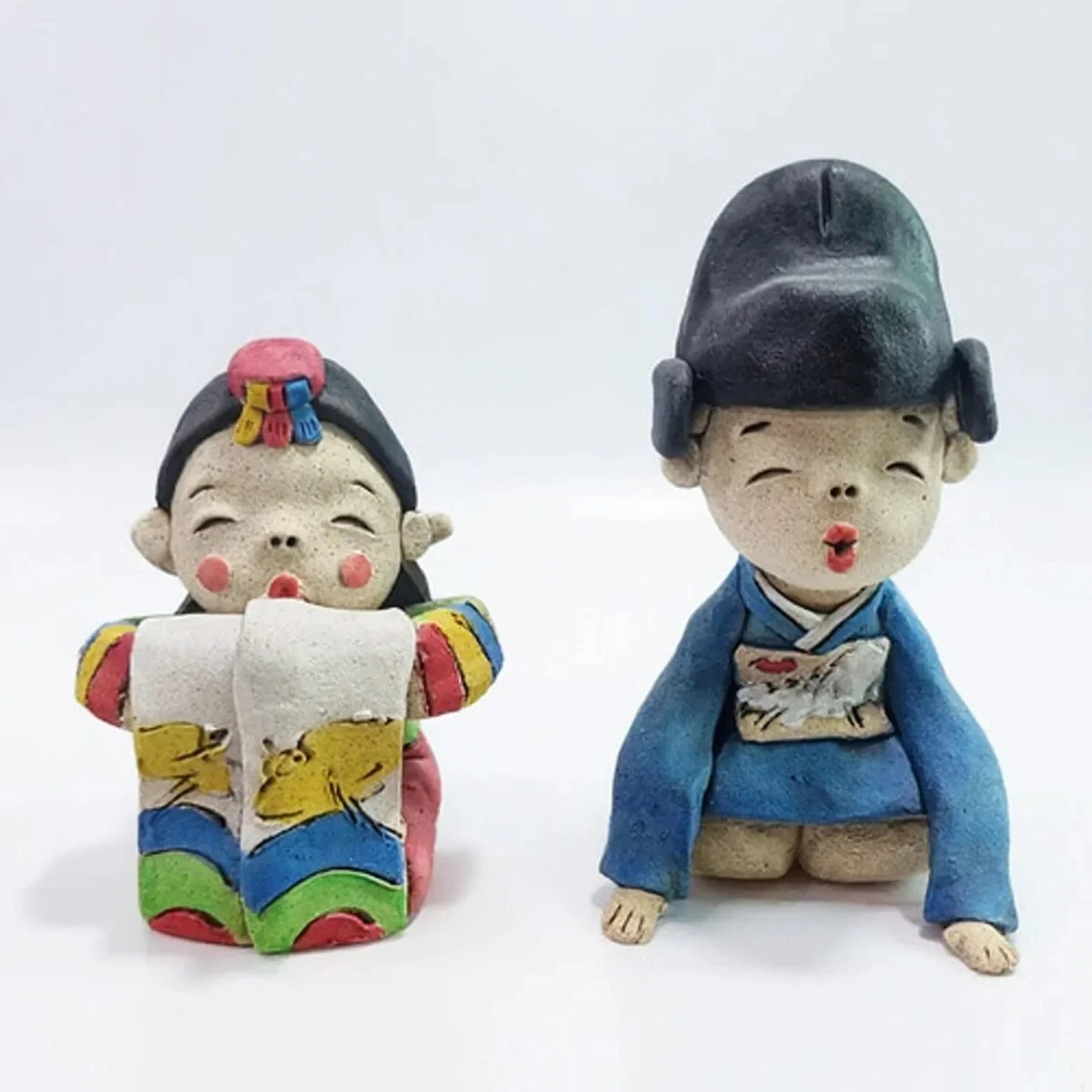 Korean Traditional Wedding Hanbok Ceramic Figurine Set