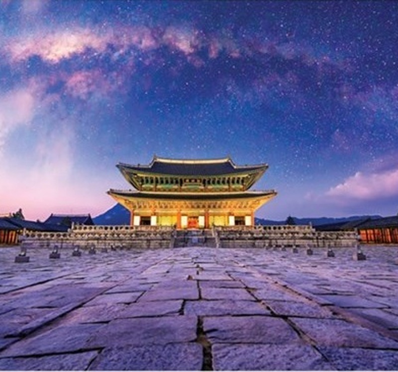 Korea Gyeongbokgung Geunjeongjeon & Milky Way Mini Jigsaw Puzzle 1000 Pieces
