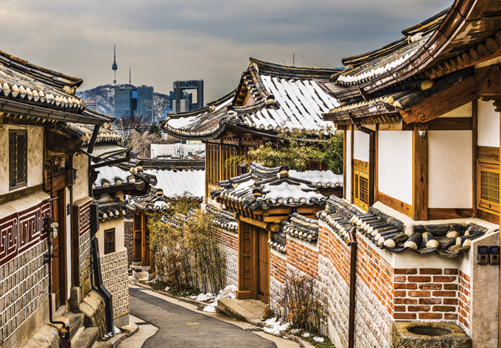 Alternative view of Korea Bukchon Street with Seoul Tower View 1000 Piece Jigsaw Puzzle