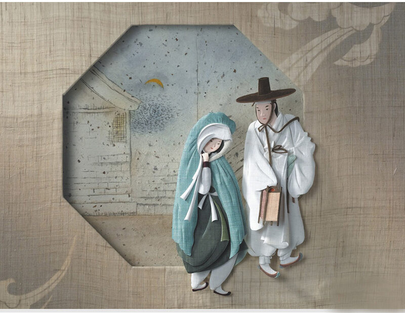 Alternative view of 108 Pieces 신윤복의 월하정인 (Shin Yun-bok’s Wolha Jeongin) [Mini] Jigsaw Puzzle