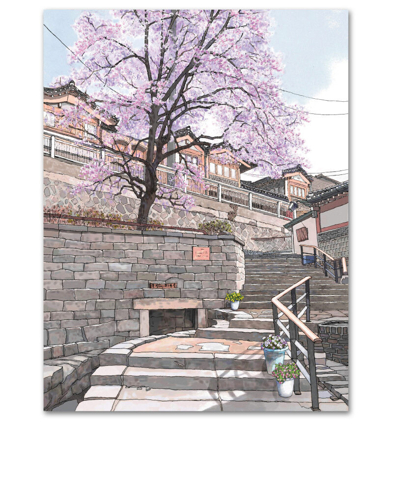 Alternative view of Watercolor Postcard Set – Bukchon Hanok Village 13–16 (Set of 4)