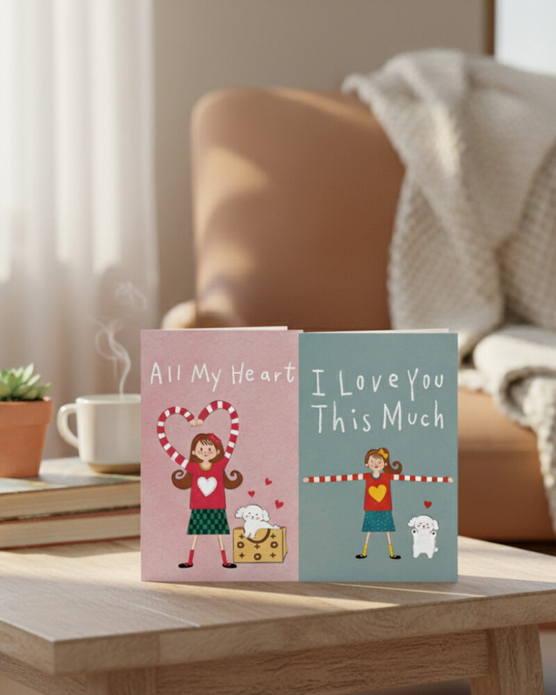 CALLIM Calligraphy Cards – "ALL MY HEART" & "I LOVE YOU THIS MUCH" Set