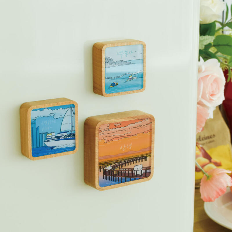 Alternative view of Busan Travel Wooden Frame Magnet – Large Size