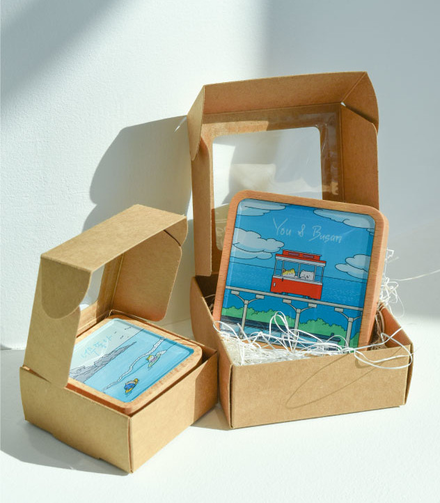 Alternative view of Busan Travel Wooden Frame Magnet – Small Size