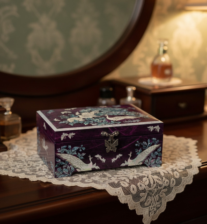 Star Gift Korean paper mother-of-pearl jewelry box [Peacock Design]