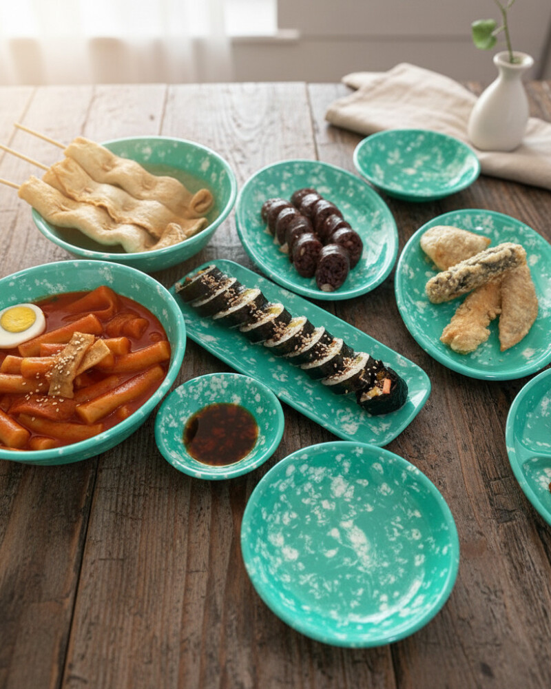 Emotional Retro Tteokbokki Snack Tableware Set - Green