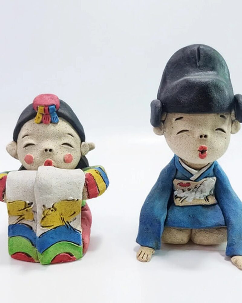 Alternative view of Korean Traditional Wedding Hanbok Ceramic Figurine Set