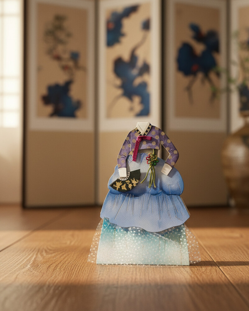 Traditional Korean Hanbok 3D Stand Card – Elegant Lady (045-SH-0002)