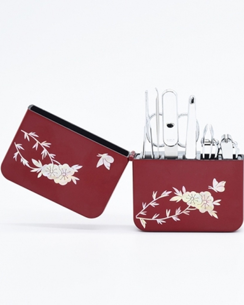 Mother-of-Pearl Nail Clipper Set (Red)