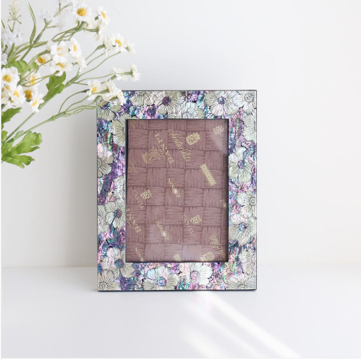 Mother-of-pearl Lacquer Flower Photo Frame (Large)