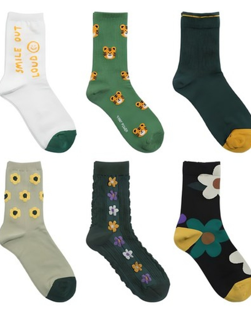 Sockpiens Women Color Fashion Socks 6 Pairs Set