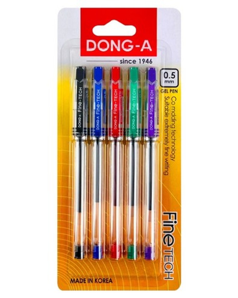 Dong-A Fine-Tech Gel Ink Pen 0.5mm 5-Color Set